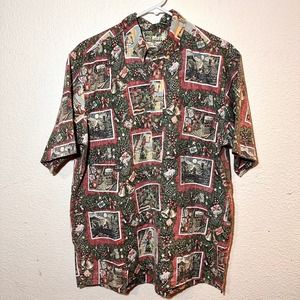 Reyn Spooner Christmas Aloha Shirt Large 2015 Hawaii Santa Hula Girl Ukulele